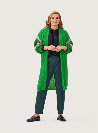 Lea plus size strik cardigan i grøn med mohair